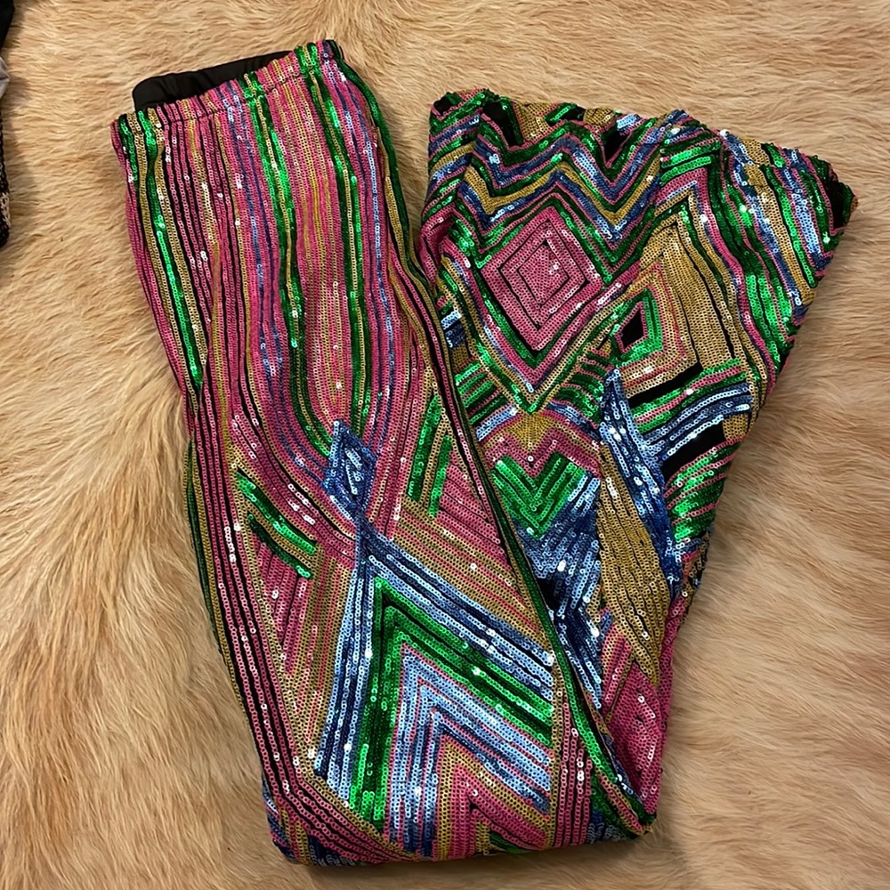 Sequin flare pants